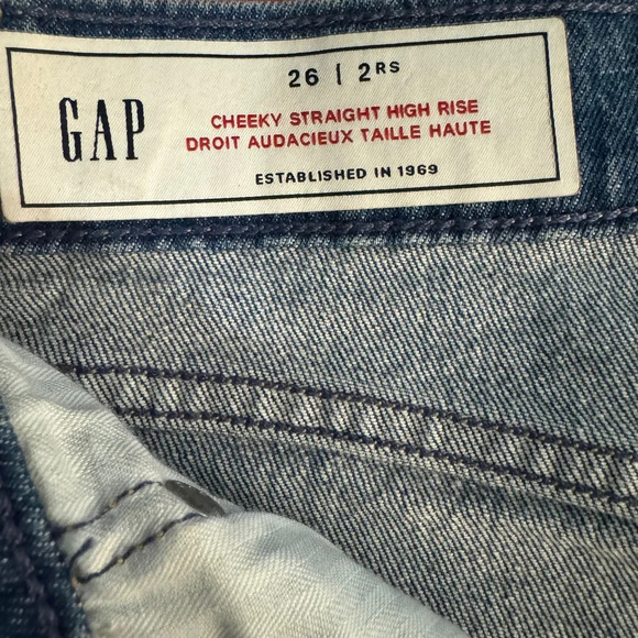 GAP Cheeky Straight High Rise Light Indigo - Picture 3 of 3